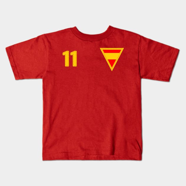 Spain Espania Football Supporters Heritage Home Crest Number 11 Kids T-Shirt by Culture-Factory